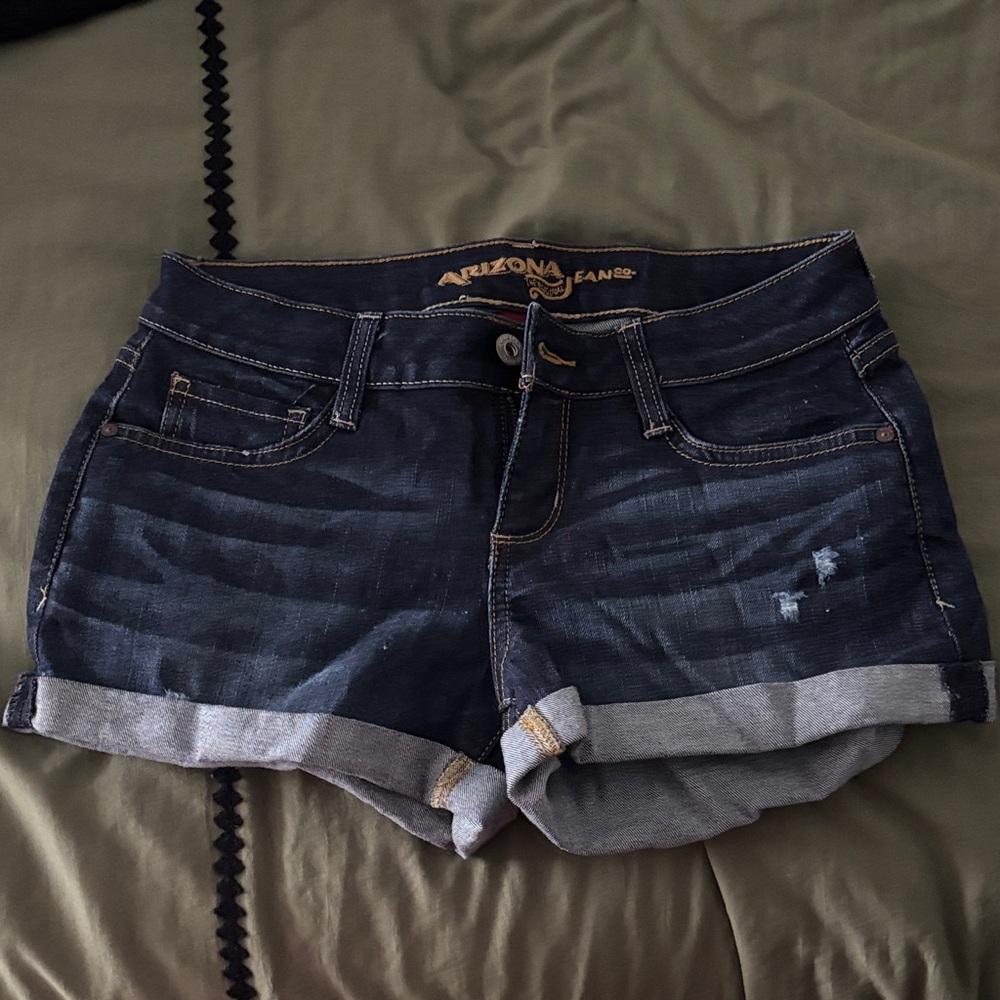 Arizona Jean Company Women's Rolled Cuff Denim Shorts - Dark Blue